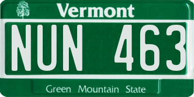 VT license plate NUN463