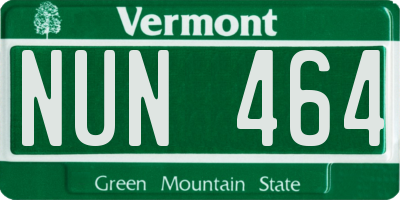 VT license plate NUN464