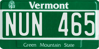 VT license plate NUN465