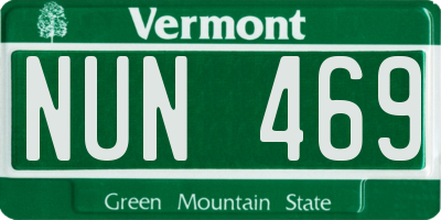 VT license plate NUN469