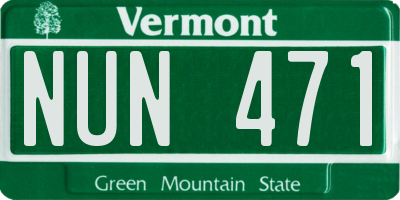 VT license plate NUN471