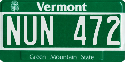 VT license plate NUN472