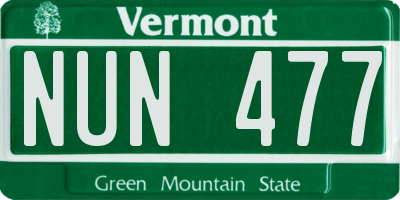 VT license plate NUN477