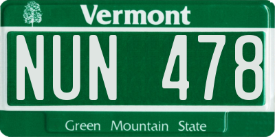 VT license plate NUN478