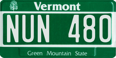 VT license plate NUN480