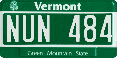 VT license plate NUN484