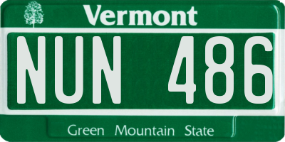 VT license plate NUN486