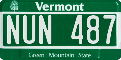VT license plate NUN487