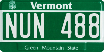 VT license plate NUN488