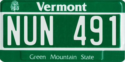 VT license plate NUN491