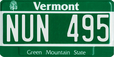 VT license plate NUN495