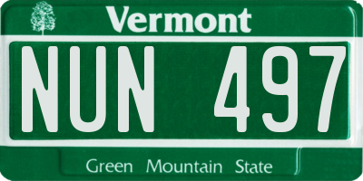 VT license plate NUN497