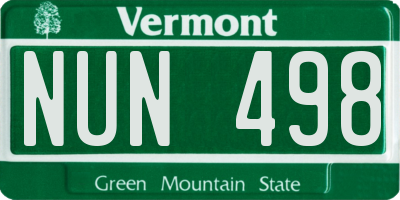 VT license plate NUN498