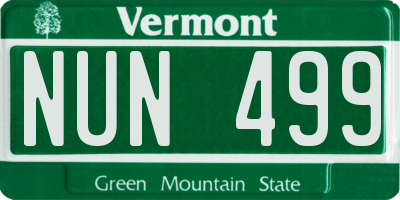 VT license plate NUN499