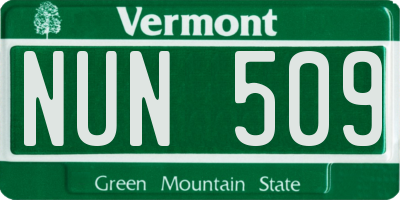 VT license plate NUN509