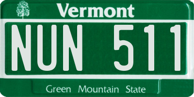 VT license plate NUN511