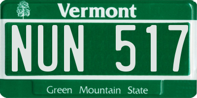 VT license plate NUN517