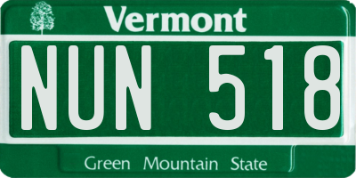 VT license plate NUN518