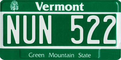 VT license plate NUN522