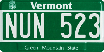VT license plate NUN523