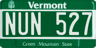 VT license plate NUN527