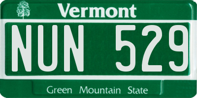 VT license plate NUN529