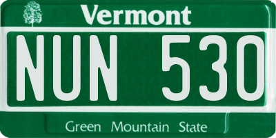 VT license plate NUN530