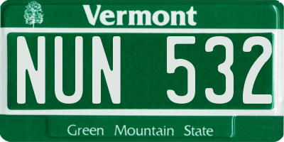 VT license plate NUN532