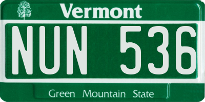 VT license plate NUN536