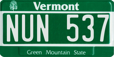 VT license plate NUN537