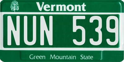 VT license plate NUN539