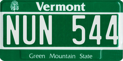 VT license plate NUN544