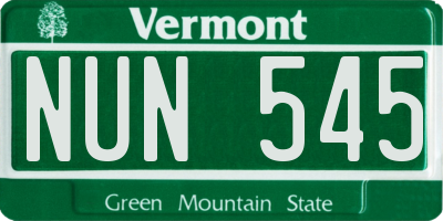 VT license plate NUN545