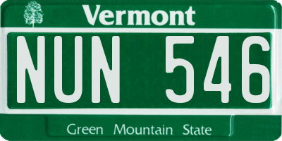 VT license plate NUN546