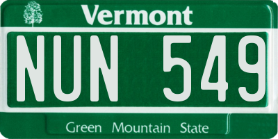 VT license plate NUN549