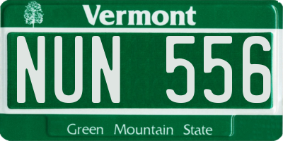VT license plate NUN556