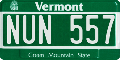 VT license plate NUN557