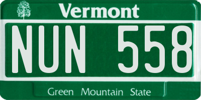 VT license plate NUN558