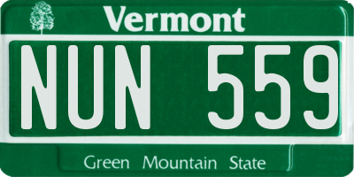 VT license plate NUN559