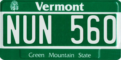 VT license plate NUN560