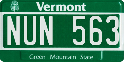 VT license plate NUN563