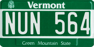 VT license plate NUN564