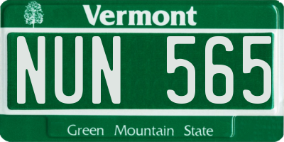 VT license plate NUN565