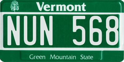 VT license plate NUN568