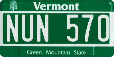 VT license plate NUN570