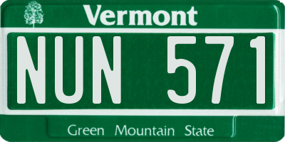 VT license plate NUN571