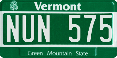 VT license plate NUN575