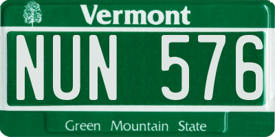 VT license plate NUN576