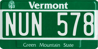 VT license plate NUN578