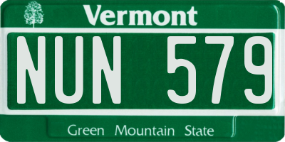 VT license plate NUN579